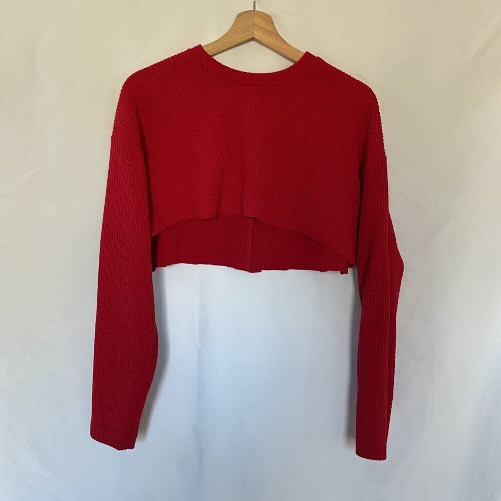 Cotton On red cropped sweater women's size medium casual top winter style bright